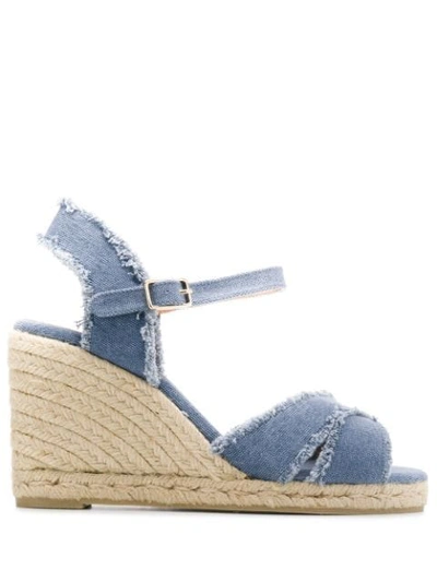 Shop Castaã±er Castañer High Wedged Espadrilles - Blue