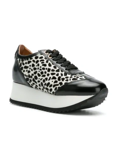 Shop Alexander Smith Animal Printed Platform Sneakers - White