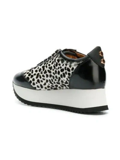 Shop Alexander Smith Animal Printed Platform Sneakers - White