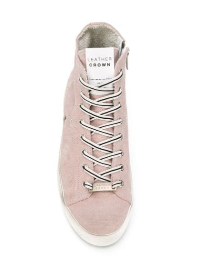Shop Leather Crown High Top Sneakers In Pink