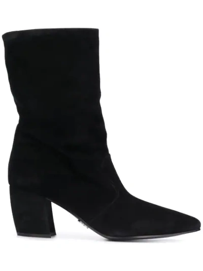 Shop Prada Pointed Toe Boots In F0002 Black