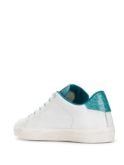 Shop Leather Crown Glitter Detail Sneakers In White