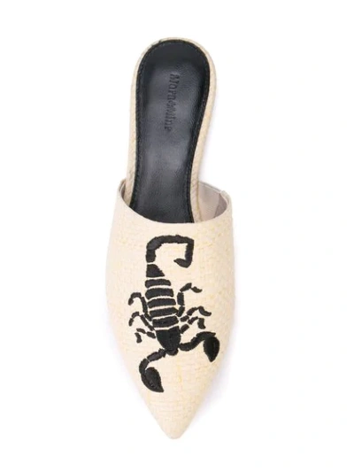 Shop Mara & Mine Embroidered Scorpion Mules In Neutrals