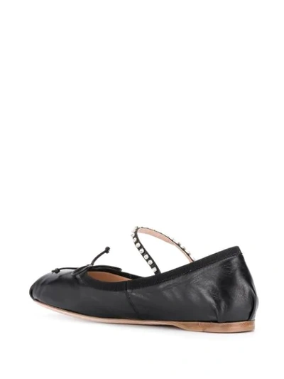 Shop Miu Miu Embellished Strap Ballerina Shoes In Black