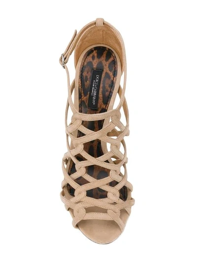 Shop Dolce & Gabbana Open Toe Strapped Sandals In Neutrals