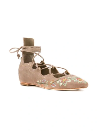 Shop Ash Ibiza Ballerinas In Brown