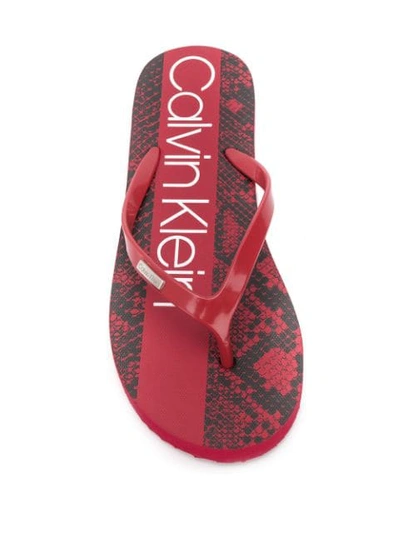 Shop Calvin Klein Logo Flip-flops In Red