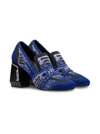 Shop Prada Knitted Loafer-style Pumps In Blue ,black