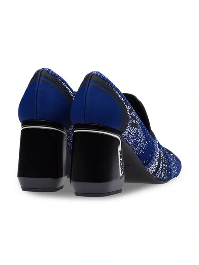 Shop Prada Knitted Loafer-style Pumps In Blue ,black