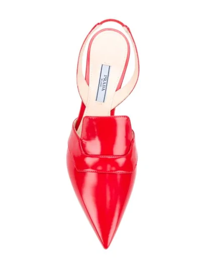 Shop Prada Pointed Toe Slingbacks In Red