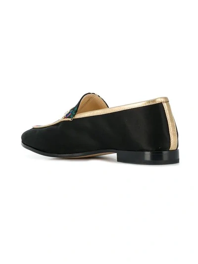 Shop Fabi Floral Embroidered Loafers In Black