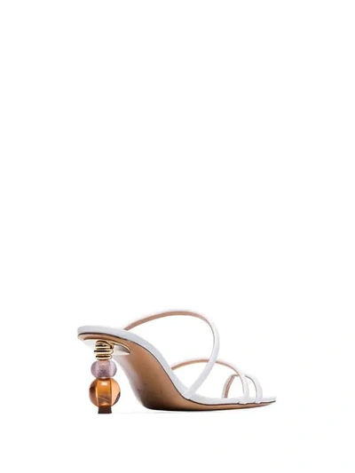 Shop Jacquemus Sphere Heel Strappy Mules In White