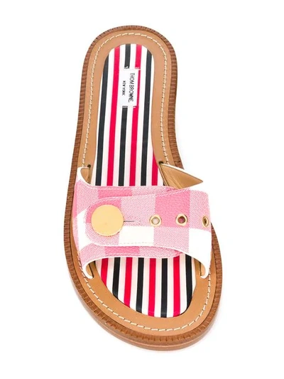 Shop Thom Browne Gingham Check Slide Sandal In Pink