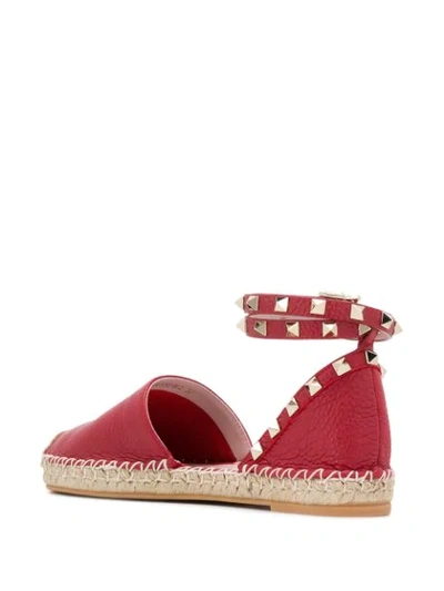 Shop Valentino Garavani Rockstud Double Flat Espadrilles - Red