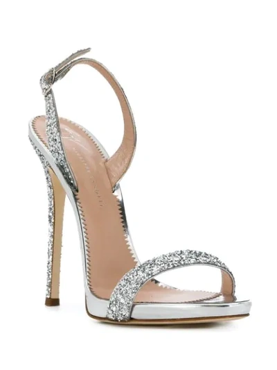 Shop Giuseppe Zanotti Sofia Glitter Sandals In Metallic