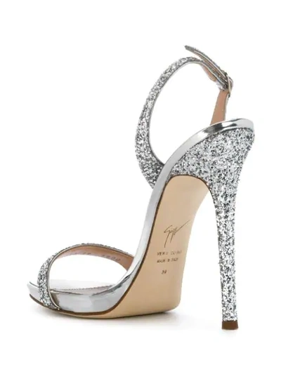 Shop Giuseppe Zanotti Sofia Glitter Sandals In Metallic