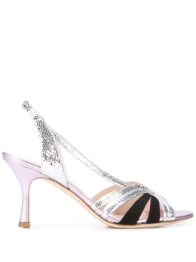 Shop Gia Couture Textured Sandals In Silver