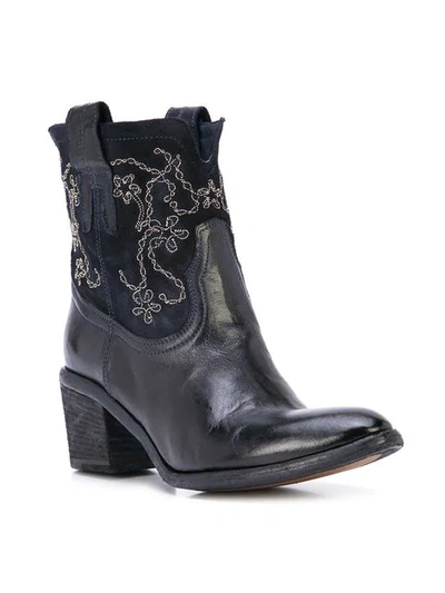 FAUZIAN JEUNESSE EMBROIDERED ANKLE BOOTS - 蓝色