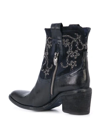 Shop Fauzian Jeunesse Embroidered Ankle Boots In Blue