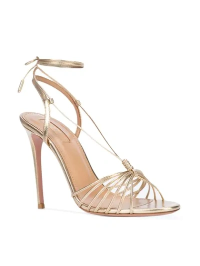 Shop Aquazzura Whisper 12mm Strappy Sandals In Yellow