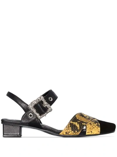 Shop Yuul Yie Bliss 30 Python-effect Sandals In Black