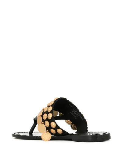 Shop Tory Burch Patos Coin Thong Sandals In Black