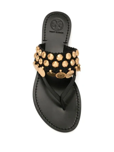 Shop Tory Burch Patos Coin Thong Sandals In Black