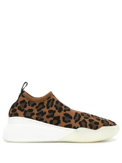 Shop Stella Mccartney Leopard Print Sneakers In Brown