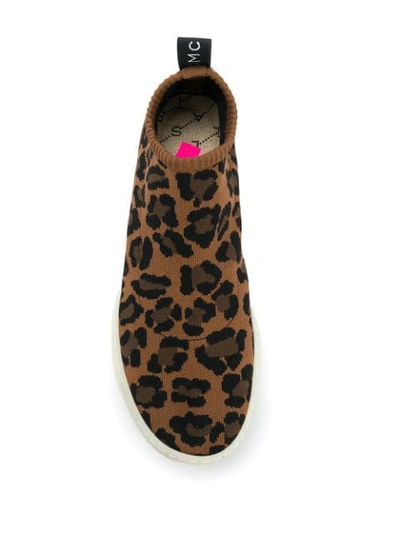 Shop Stella Mccartney Leopard Print Sneakers In Brown