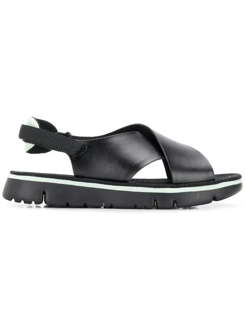 camper black sandals