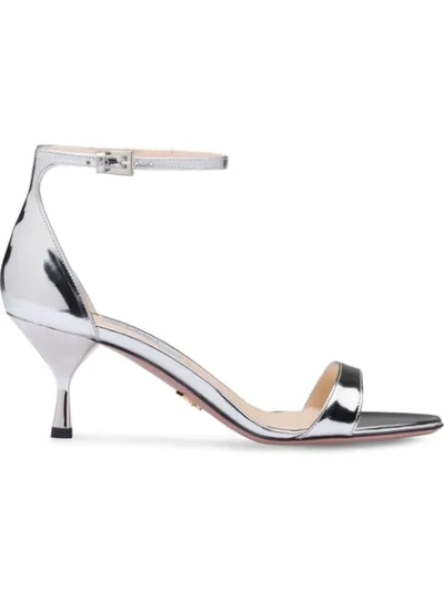 Shop Prada Kitten-heel Sandals In Metallic