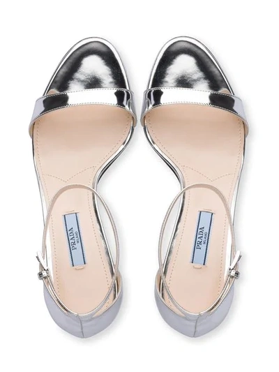Shop Prada Kitten-heel Sandals In Metallic