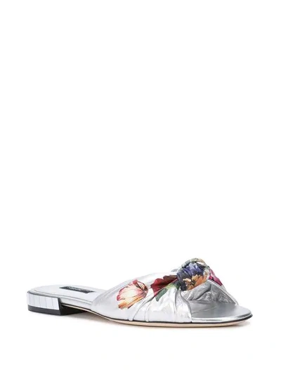 Shop Dolce & Gabbana Floral Knotted Slides In H1t62