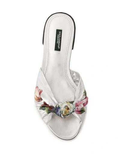 Shop Dolce & Gabbana Floral Knotted Slides In H1t62