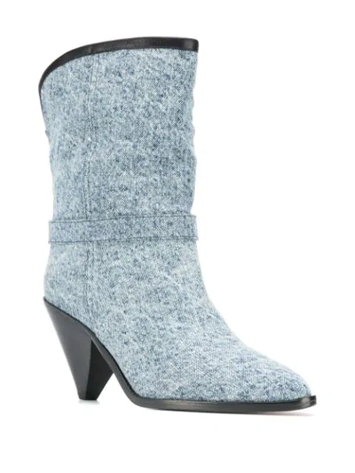 Shop Isabel Marant Heeled Denim Boots In Blue