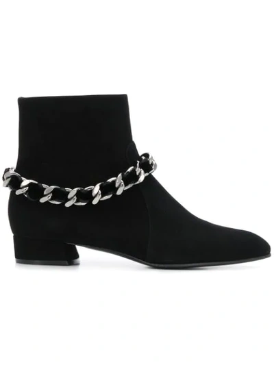 Shop Casadei Chain Embellished Boots - Black