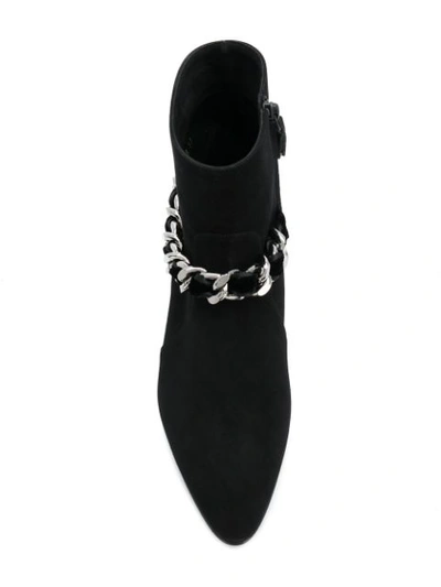 Shop Casadei Chain Embellished Boots - Black