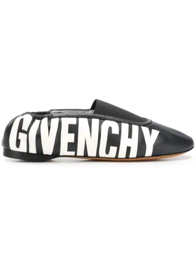 Shop Givenchy Logo Print Ballerinas - Black