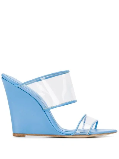 Shop Paris Texas Wedge Heel Sandals In Blue