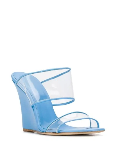 Shop Paris Texas Wedge Heel Sandals In Blue