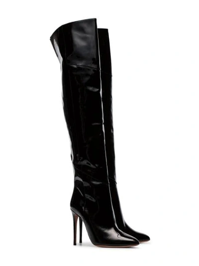 Shop Aquazzura Alma 105 Patent Leather Boots In Black