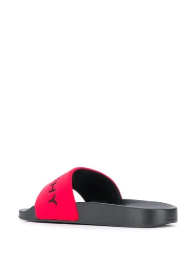 Shop Givenchy Embroidered Logo Slides In Red
