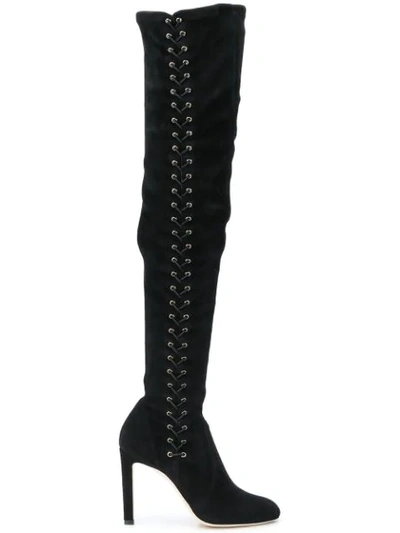 Shop Jimmy Choo Marie Lace Up Boots In Black
