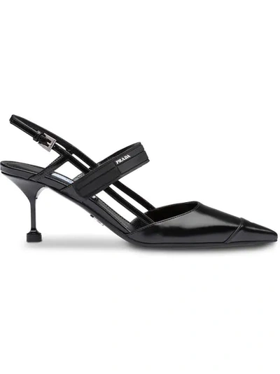 Shop Prada Slingback Pumps In Black