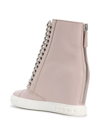 Shop Casadei Chain-trimmed Wedge Sneakers In Pink