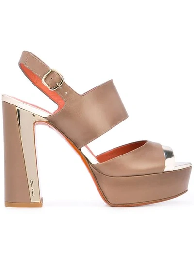 Shop Santoni Platform Sandals In Brown
