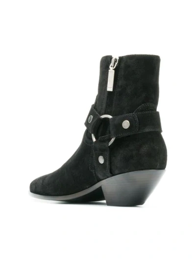 Shop Saint Laurent West Harness Booties In Black