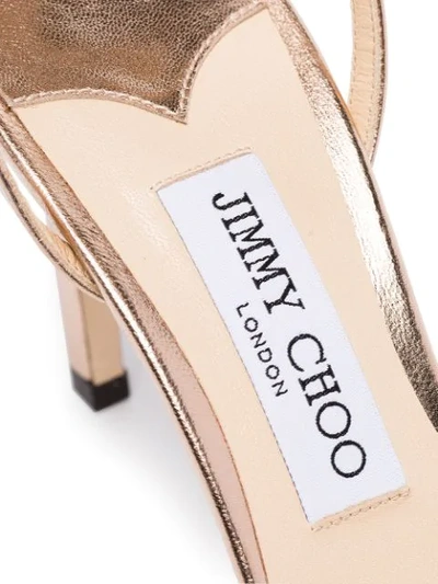 Shop Jimmy Choo Minny 85mm Metallic Sandals In Gold