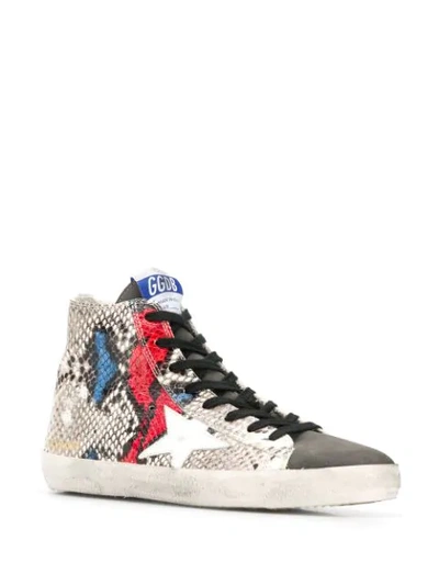 Shop Golden Goose High Top Sneakers In Red Blue Snake Print-white Star