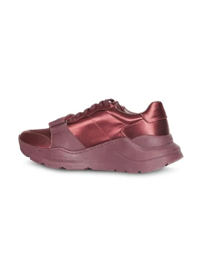 Shop Burberry Satin Sneakers In Red